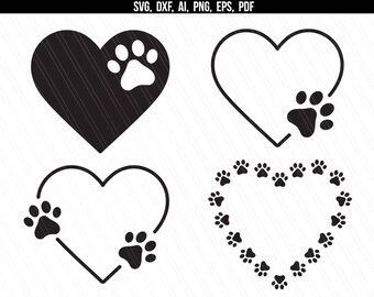 Download Paw print in heart | Etsy