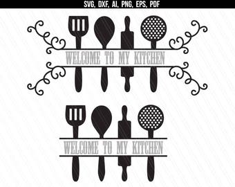 Download Free Kitchen Monogram Svg Kitchen Utensils Monogram Frame Spoon Etsy SVG Cut Files