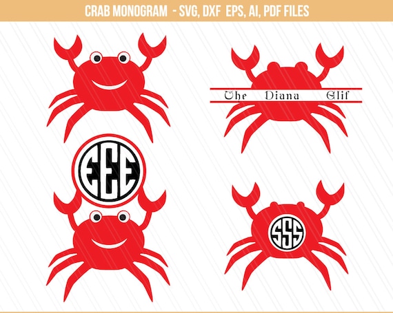 Download Crab Svg Crab monogram svg Nursery decor Crab split | Etsy