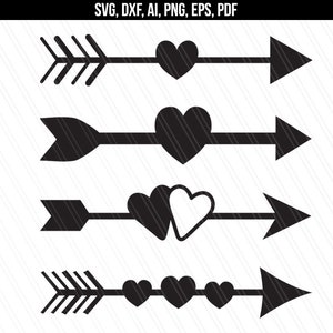 Arrow with heart svg, Arrow svg dxf cut files, Arrows with hearts svg, Arrow vector, love svg, Cricut silhouette- svg,dxf,eps,png,pdf,ai