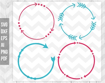 Circular arrow monogram frames svg cutting files, screen printing, Circular monogram clipart, sticker, eps,ai,pdf,svg,png | Instant download