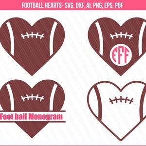 Coração de futebol svg, Arquivos de corte SVG de futebol, Amor de futebol svg, Monograma de coração de futebol svg, Cricut, silhueta - svg,dxf,ai,eps,pdf,png