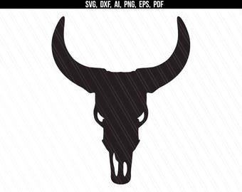 Cow skull svg dxf, Bull skull, Cow skull head print, Cricut silhouette cut files - svg,dxf,png,pdf,eps,ai - Instant digital download