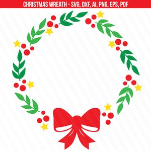 Couronne de Noël svg, svg de Noël, fichier coupé Couronne, décoration coupe fichiers, hiver SVG, svg vacances, couronne de noeud svg-DXF, Svg, Ai, PNG, Eps, pdf