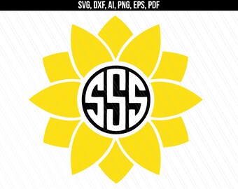 May include: A yellow sunflower with a black circle in the center. The circle contains the letters SSS in a monogram style.