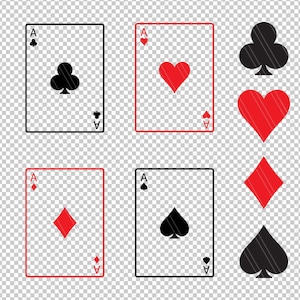 Peut inclure: Quatre cartes &agrave; jouer montrant l'as de chaque couleur&nbsp;: tr&egrave;fle, c&oelig;ur, carreau et pique. Les cartes sont dispos&eacute;es en grille, les couleurs en haut et les cartes en bas.