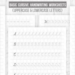 Beginner hand lettering Worksheets, Cursive Handwriting Worksheets,Uppercase and lowercase,Printable handlettering Practice sheets- Digital