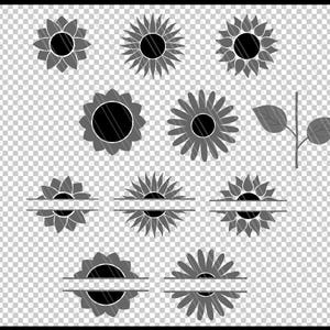 Sunflower svg, Sunflower monogram svg, Flower svg, Flower monogram svg, Cricut, Silhouette, Sunflower Clipart - svg,dxf,ai,pdf,png,eps image 2