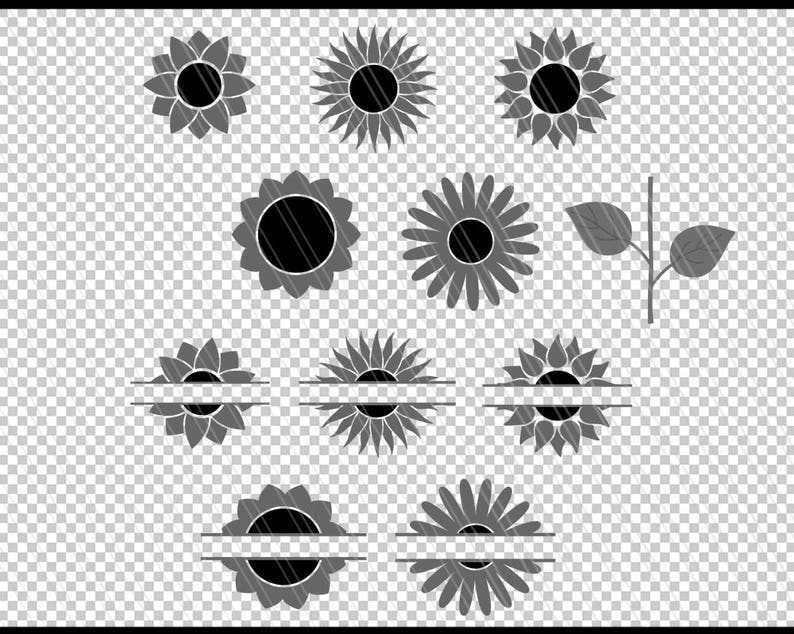 Sunflower svg, Sunflower monogram svg, Flower svg, Flower monogram svg, Cricut, Silhouette, Sunflower Clipart - svg,dxf,ai,pdf,png,eps image 2