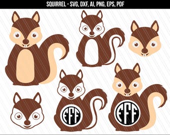 Squirrel svg, Squirrel clipart, Squirrel Monogram svg, Cricut, Animal svg, Nursery svg - Ai, DXF, Svg, Png, Pdf, Eps -Digital Download