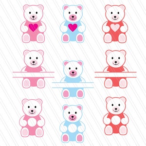 Teddy bear SVG, valentine's day svg, teddy bear for kids, teddy bear cutting files, teddy bear monogram, teddy clipart SVG,dxf,eps, pdf,ai image 2