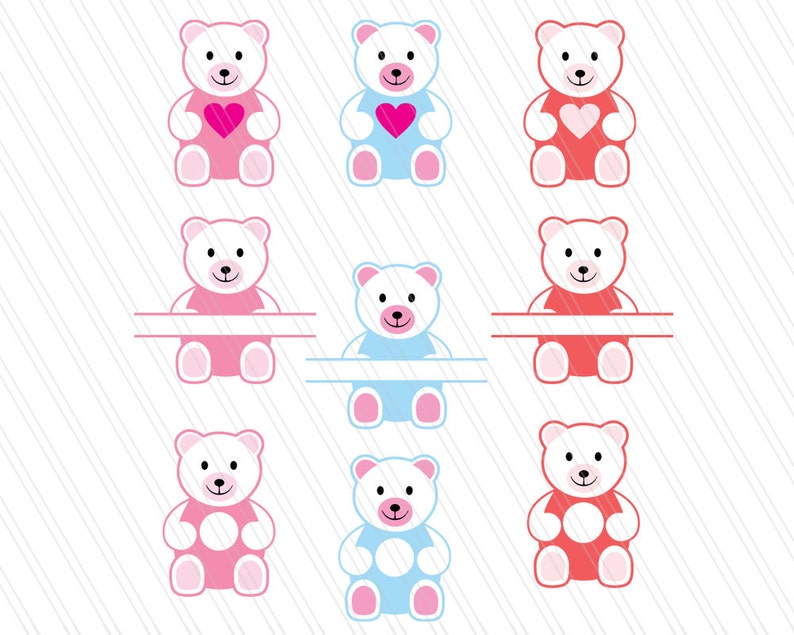 Teddy bear SVG, valentine's day svg, teddy bear for kids, teddy bear cutting files, teddy bear monogram, teddy clipart SVG,dxf,eps, pdf,ai image 2