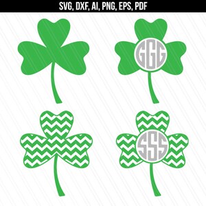 Shamrock svg, St patrick&#39;s day svg, Shamrock monogram svg,Clover Svg, Leaf svg, Cricut Silhouette, Screen Printing - svg,dxf,eps,Ai,png,pdf