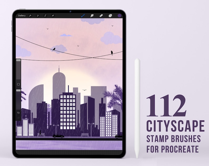 112 Cityscape Procreate Stamp Brushes, City Sky Line Brushes for ...