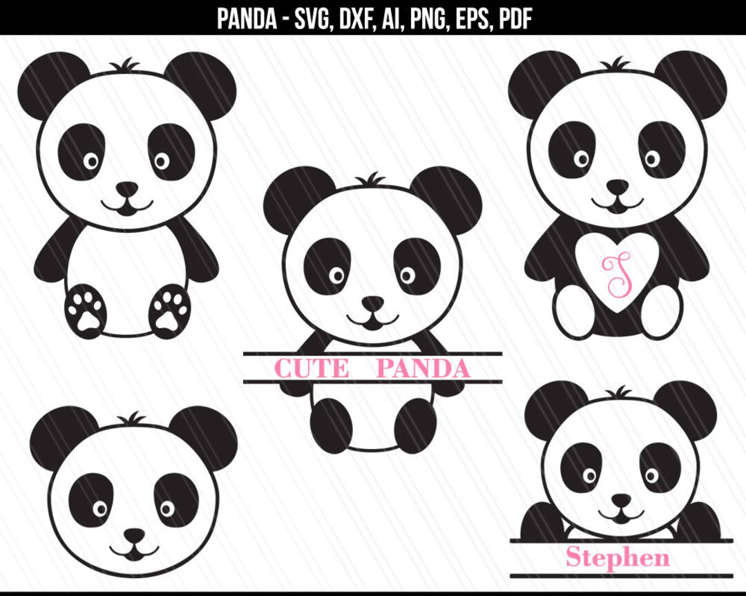 Panda SVG, Baby Panda Svg, Panda Monogram Svg Dxf Cut Files, Panda ...