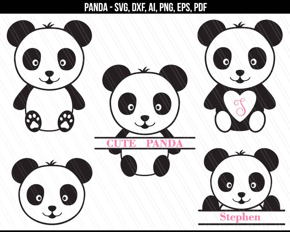 Download Panda SVG Baby panda svg Panda monogram svg dxf cut files ...