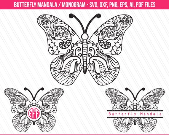 Download Butterfly mandala svg monogram svg Butterfly clipart | Etsy