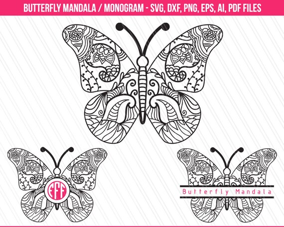 Download Butterfly mandala svg monogram svg Butterfly clipart | Etsy