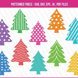 Christmas SVG, Christmas tree svg, Christmas tree clipart, Patterned Christmas trees vector, Christmas decoration svg, dxf- Digital download