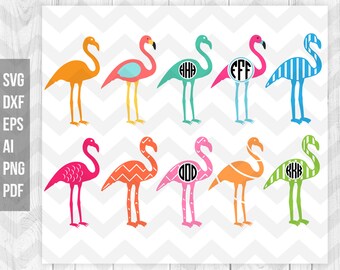 Flamingo SVG, Monograma Flamingo, Flamingo Clipart, Silhueta Cricut, Serigrafia - Download digital instantâneo-Svg, Dxf, EPS, AI, png, Pdf