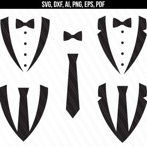 Tuxedo SVG, Tuxedo Clipart, Tuxedo bow necktie svg, Fathers day svg, Tuxedo tshirt, Cricut, Silhouette cut files - svg,dxf,png,eps,ai,pdf