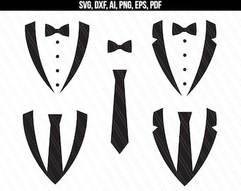 Tuxedo SVG, Tuxedo Clipart, Tuxedo bow necktie svg, Fathers day svg, Tuxedo tshirt, Cricut, Silhouette cut files - svg,dxf,png,eps,ai,pdf