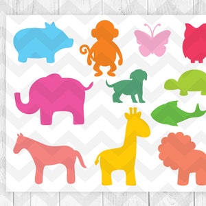Animaux de zoo SVG, Svg animal, bébé animal svg, animaux SVG, animal de la jungle, éléphant singe hibou poisson girafe safari clipart numérique téléchargement