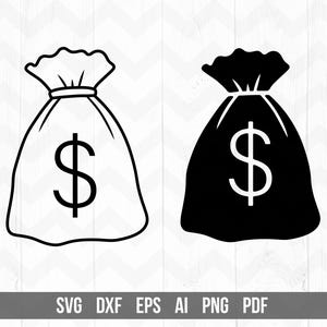 Money bag svg, Money bag with dollar sign, Bank bag clipart, Cash Money Svg, Cutting files for Cricut - Digital Download svg,png,dxf