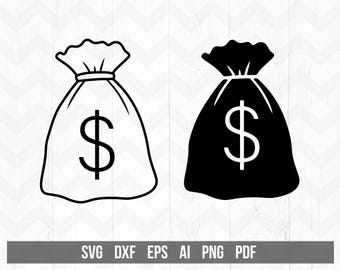 Money bag svg, Money bag with dollar sign, Bank bag clipart, Cash Money Svg, Cutting files for Cricut - Digital Download svg,png,dxf