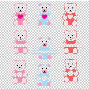 Teddy bear SVG, valentine's day svg, teddy bear for kids, teddy bear cutting files, teddy bear monogram, teddy clipart SVG,dxf,eps, pdf,ai image 3