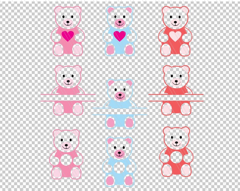 Teddy bear SVG, valentine's day svg, teddy bear for kids, teddy bear cutting files, teddy bear monogram, teddy clipart SVG,dxf,eps, pdf,ai image 3