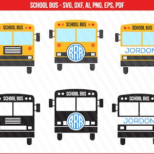 School bus SVG, School bus monogram, Back to school svg, Silhouette Studio, Cricut - Instant digital Download - Svg, Dxf, Ai, Pdf, Eps. Png