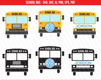 School bus SVG, School bus monogram, Back to school svg, Silhouette Studio, Cricut - Instant digital Download - Svg, Dxf, Ai, Pdf, Eps. Png