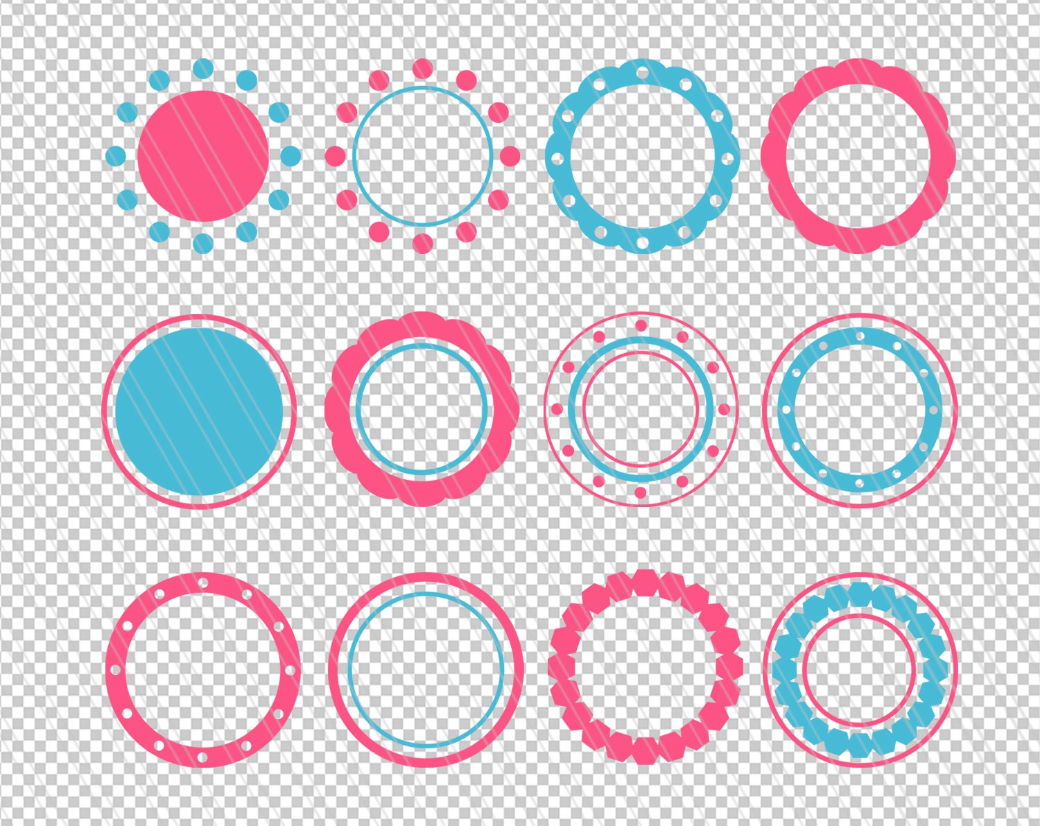 Circle Monogram Frame SVG Monogram Frame Cut Files Circular - Etsy