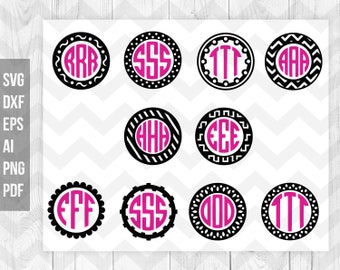 Circle Monogram Frame SVG,  Monogram frame svg, Circle svg, Circle borders clipart, Cricut silhouette - svg, dxf, ai, eps, png, pdf