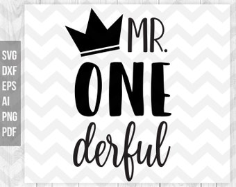 Mr Onederful svg, First birthday svg, Baby boy birthday, One-derful svg, 1st birthday, Cricut cutting files - Svg, Dxf, Png, Ai, Pdf, Eps