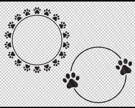 Download Dog Paw Circle Monogram Frame Svg Paw Print Svg Paw Etsy