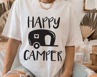 Happy Camper Svg, Camping svg, Camper svg dxf cut file, Traveler svg, Cricut silhouette - Svg, Dxf, Png, Ai, Pdf, Eps - Instant Download