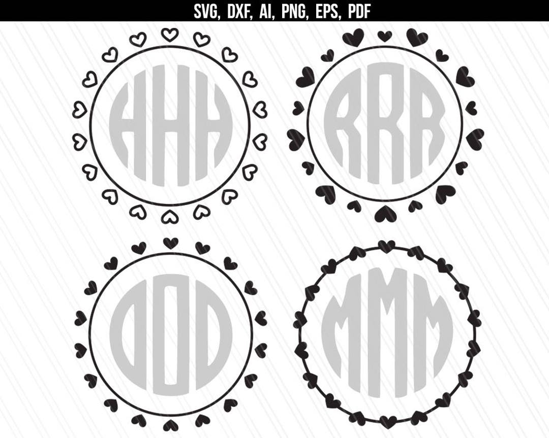 Monogram Frame Svg Circle Monogram Svg Heart Monogram Svg - Etsy
