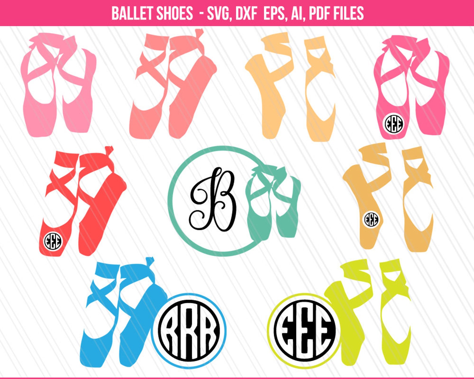 ballet shoes svg, ballet dancer svg, ballet svg, ballerina clipart, ballet shoes monogram svg, cricut, dancer svg - svg, dxf, ai