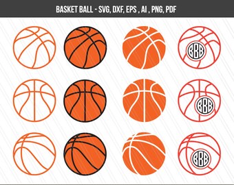 Basketball SVG, Basketball monogram svg, Sports svg, Cricut Silhouette Game svg, Sport svg- svg,dxf,eps,ai,png,pdf - Instant Download