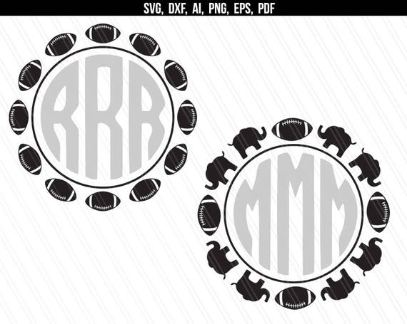 Download Football Circle Monogram Frame Svg Football Elephant Etsy