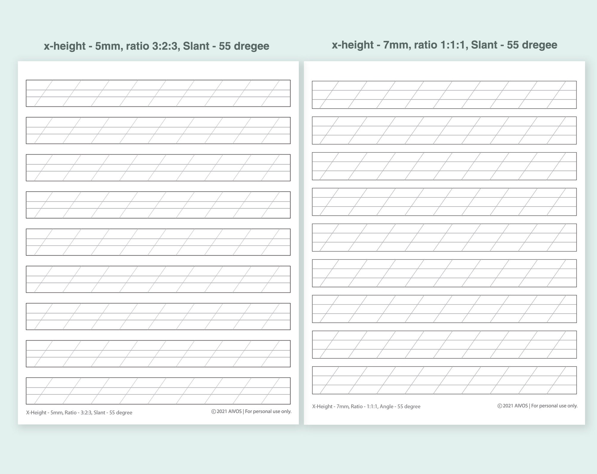 Calligraphy Hand Lettering Guide Sheetsprocreate Blank Guide | Etsy
