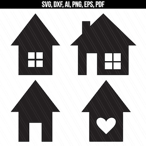 House Svg, Home svg, House vector, Clipart, House shapes, Heart, Cricut silhouette, screen printing - svg, dxf, ai, png, pdf, eps