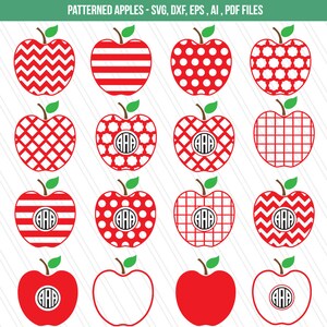 Apple SVG, Apple clipart, Teacher svg, Fruit vector, Apple Monogram SVG, cricut - svg,dxf eps,ai, pdf - Instant Download