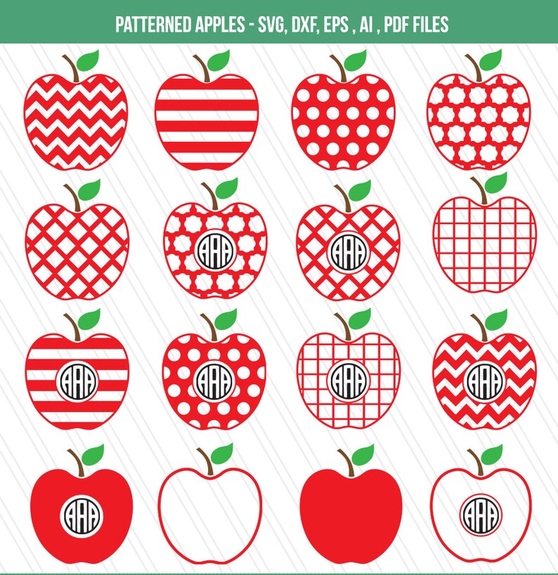 Apple SVG, Apple clipart, Teacher svg, Fruit vector, Apple Monogram SVG, cricut - svg,dxf eps,ai, pdf - Instant Download