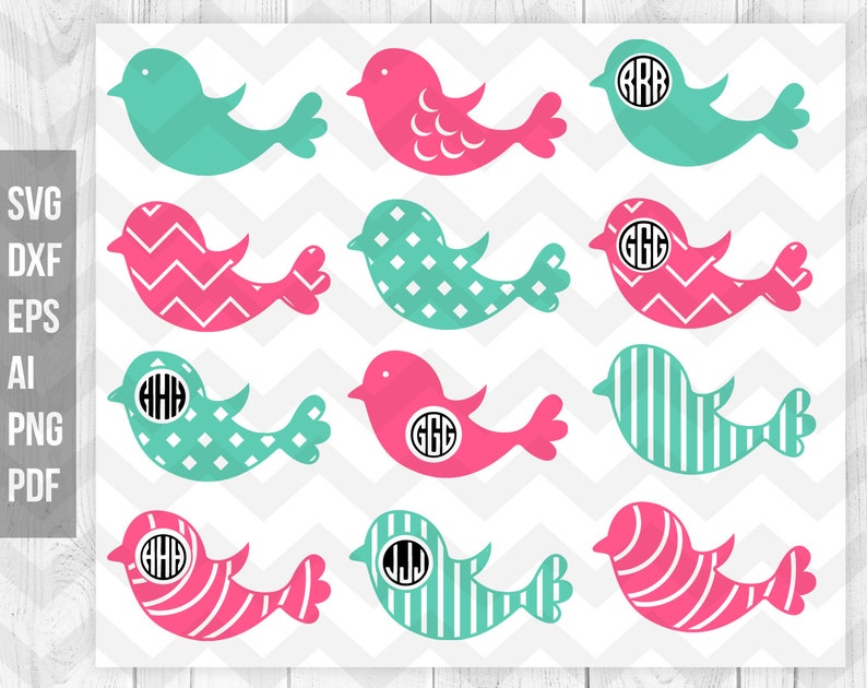 Bird SVG, Bird monogram svg,Birds clipart, Cricut silhouette, Screen Printing, Cut files, Vinyl-Instant Download-SVG, Dxf, EPS, Ai, Pdf, png