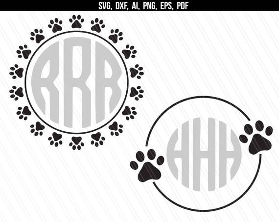 Download Dog Paw Circle Monogram Frame Svg Paw Print Svg Paw Etsy
