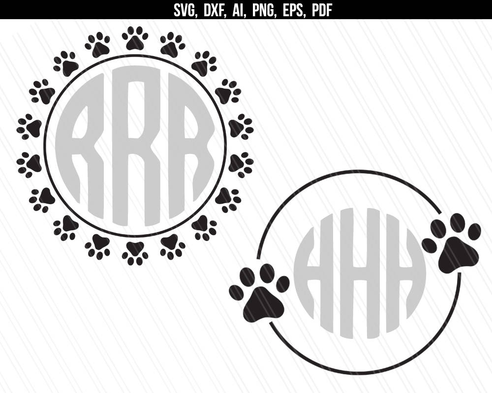 Download Dog Paw circle monogram frame svg Paw print svg Paw | Etsy