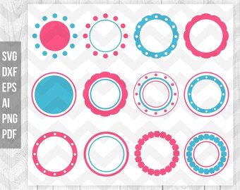 Marco de fotograma de círculo SVG, Archivos de corte de marco de monograma, Imágenes prediseñadas de marcos circulares, vector de marco decorativo - ai, eps, svg, dxf, pdf, png